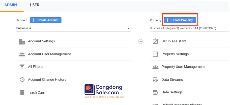 Congdongsale.com | Cài Đặt Google Analytics 4 cho Website hoặc Ứng Dụng Di Động 2023 1 Google analytics 4 thuoc tinh